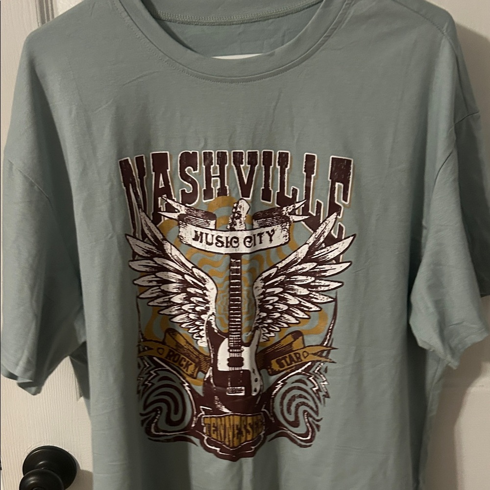 Nashville Music City Graphic Tee - Sage Green